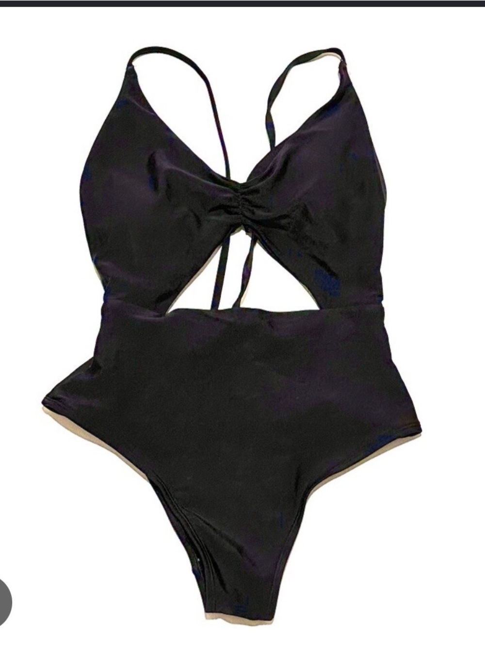 aerie Black Strappy One-Piece Swimsuit with Front cut out